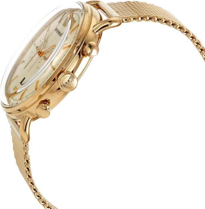 Emporio Armani Aviator Chronograph Quartz Beige Dial Gold Mesh Bracelet Watch For Men - AR11315 - Image 7
